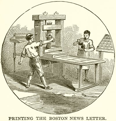 Skriver ut Boston News Letter av English School