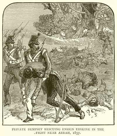 Menig Dempsey reddet fenrik Erskine i kampen nær Arrah, 1857 av English School