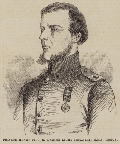 Menig Henry Fido, Royal Marine Light Infantry, HMS Hogue (gravering) av English School