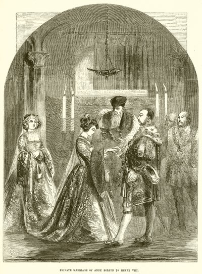 Privat ekteskap av Anne Boleyn med Henry VIII av English School