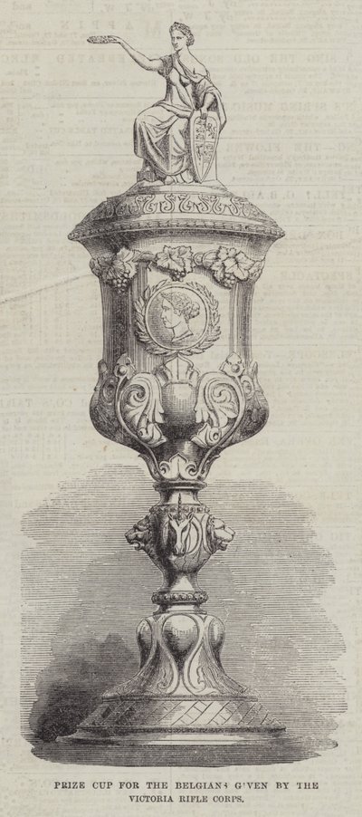 Premiecup for belgierne gitt av Victoria Rifle Corps (gravering) av English School