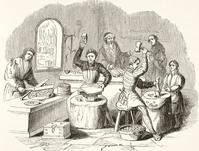 Myntprosess på 1500-tallet, fra The National and Domestic History of England av William Hickman Smith Aubrey (1858-1916) publisert London, ca. 1890 av English School