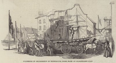 Prozession zur Feier der Unabhängigkeit von Teignmouth als Hafen von English School