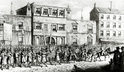 Prosesjon av 1741 i London hånende frimurere, 1843 av English School