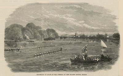 Prosesjon av båter ved åpningen av Thames-rosesongen av English School