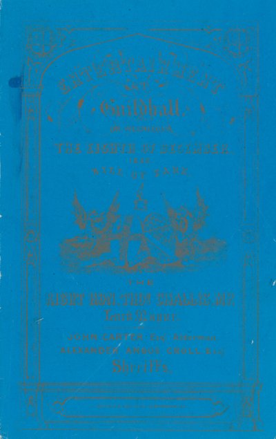 Program for middag i Guildhall, London, 8. desember 1852 av English School