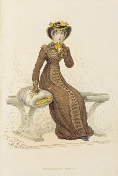 Promenadekjole, motetallerken fra Ackermanns Kunstdepot av English School
