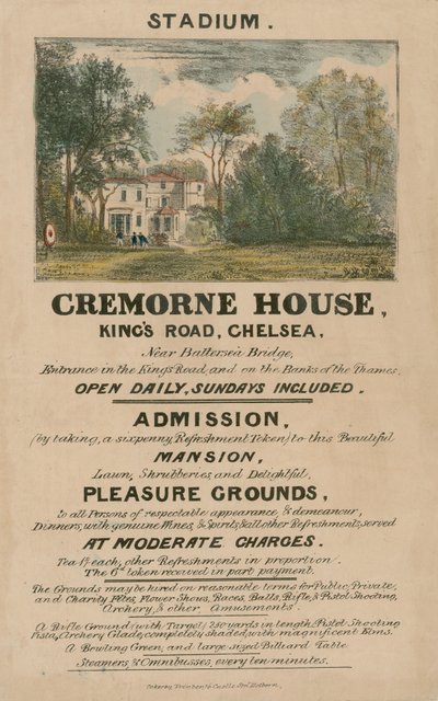 Kampanjehefte for The Stadium, Cremorne House, Kings Road, Chelsea, London av English School