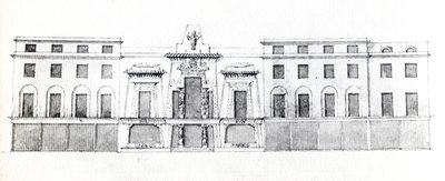 Forslag til den egyptiske hallen, Picadilly, 1810 (blekk på papir) av English School