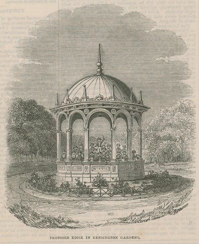 Foreslått kiosk i Kensington Gardens, London av English School
