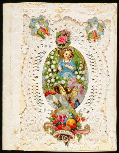 Prosperity, Valentine-kort, ca. 1870 (farge litho på papir) av English School