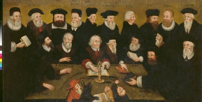 Protestantiske reformatorer, ca. 1654 (olje på panel) av English School