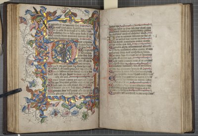 Psalter med Sarum brukskalender, Fol 40 verso 41 recto, ca. 1425-75 (blekk, maling og gull på vellum) av English School