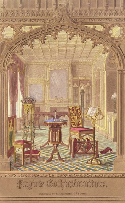 Pugins Gothic Furniture, av Augustus Charles Pugin (1762-1832), utgitt av R. Ackermann, 1827 av English School