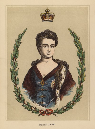 Dronning Anne (farget gravering) av English School