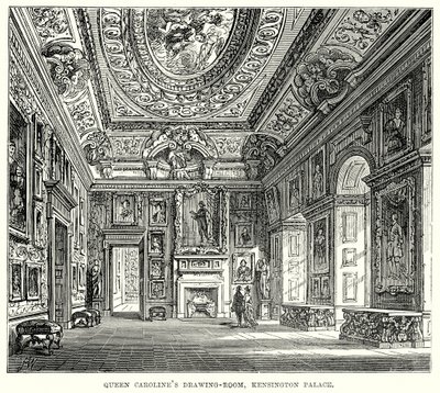 Dronning Carolines salong, Kensington Palace (gravering) av English School