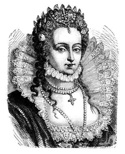 Dronning Elizabeth I (farge litho) av English School