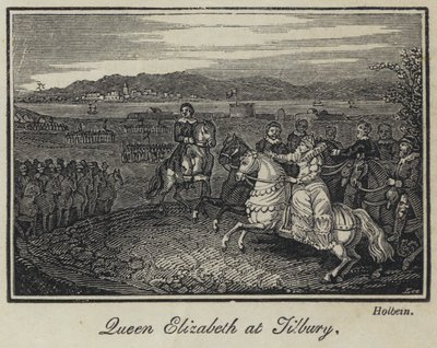 Dronning Elizabeth på Tilbury (gravering) av English School