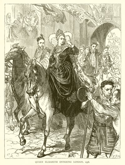 Dronning Elizabeth kommer inn i London, 1558 av English School
