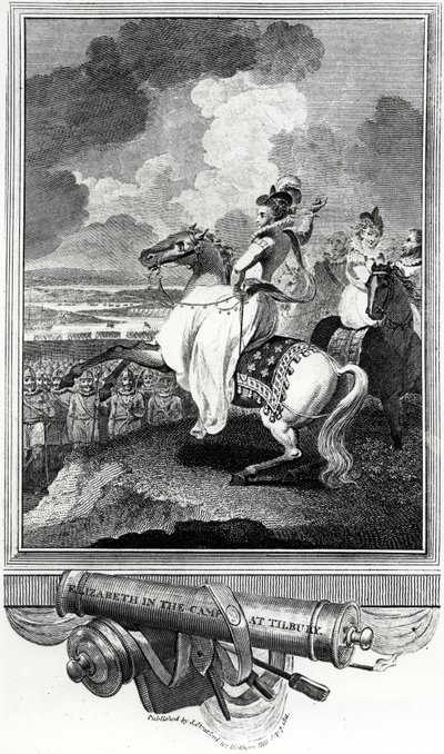 Dronning Elizabeth i leiren ved Tilbury, 1811 av English School