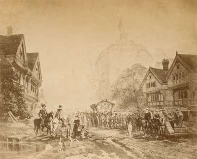 Dronning Elizabeth besøker Globe Theatre av English School