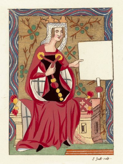 Dronning Matilda, første kone til kong Henry I (farget gravering) av English School