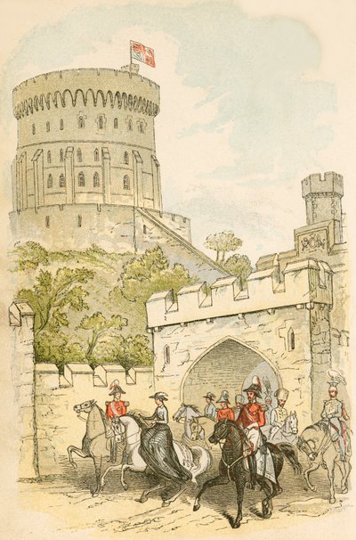 Dronning Victoria rir ut av Windsor Castle av English School