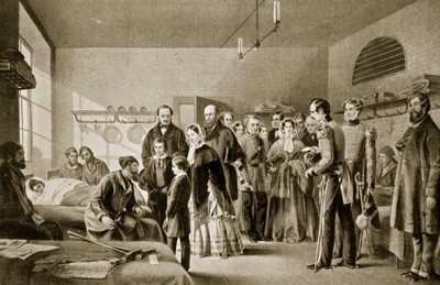 Dronning Victoria besøker de sårede av English School