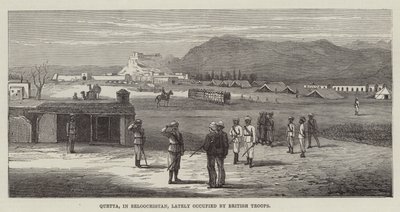 Quetta, i Beloochistan, nylig okkupert av britiske tropper (gravering) av English School