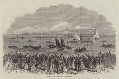 Race of Six Life-Boats at Penzance (gravering) av English School