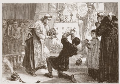 Radziwills Miracle: curing a sham demoniac, illustrasjon fra The History of Protestantism av James Aitken Wylie (1808-1890), pub. 1878 av English School