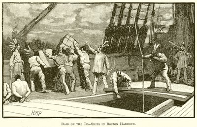 Raid på Tea-Ships i Boston Harbor av English School