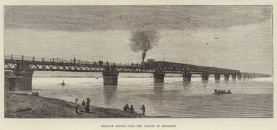 Jernbanebroen over Ganges ved Rajghaut (gravering) av English School