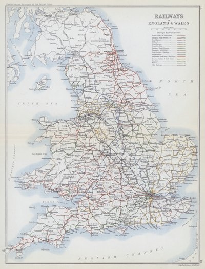 Jernbaner i England og Wales (fargelitografi) av English School