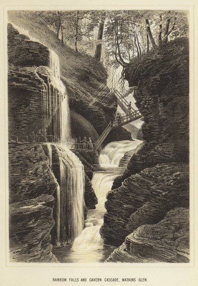 Rainbow Falls og Cavern Cascade, Watkins Glen av English School