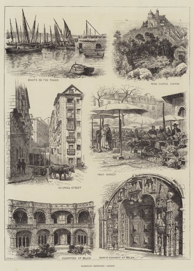 Vandrende skisser, Lisboa (gravering) av English School