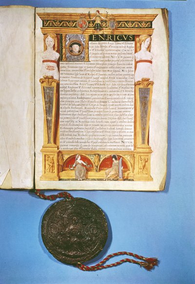 Ratifikasjon av Henry VIII (1491-1547) av Ardres-traktaten, 17. juli 1546 av English School