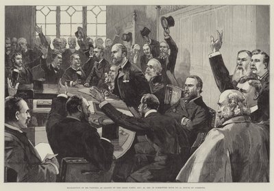 Gjenvalg av Parnell som leder av det irske partiet, 25. november 1890, i komitérom nr. 15, Underhuset av English School