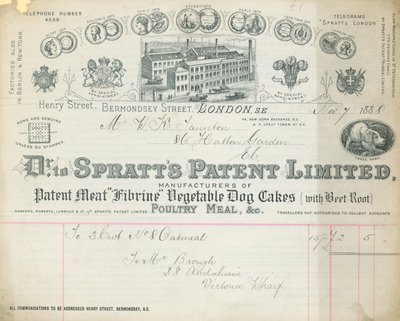 Kvittering for Dr Spratts Patent Limited av English School