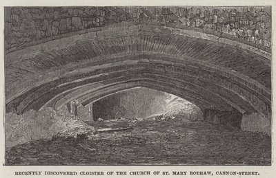 Nylig oppdaget Cloister of the Church of St Mary Bothaw, Cannon-Street (gravering) av English School