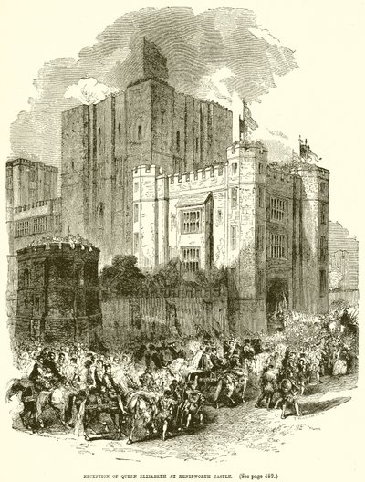 Mottakelse av dronning Elizabeth på Kenilworth Castle av English School