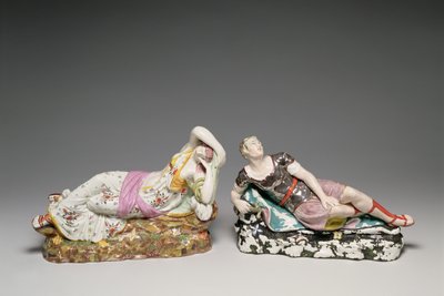 Liggende figurer av Cleopatra (69-30 f.Kr.) og Mark Antony (ca. 82-30 f.Kr.), Staffordshire, ca. 1810-20 (perlevare) av English School
