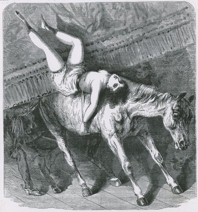 Minner om Astleys Theatre, London, den brennende utemmede hesten glemmer sin del og teppet går dessverre ned av English School