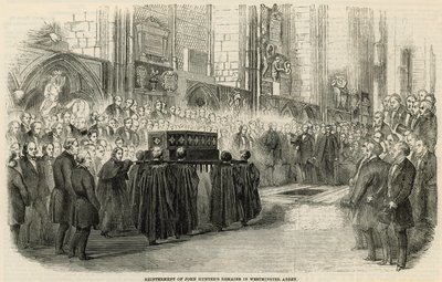 Gjenbegravelse av John Hunters gjenstår i Westminster Abbey av English School