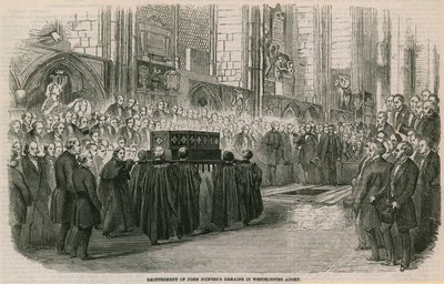 Gjenbegravelse av John Hunters gjenstår i Westminster Abbey, London av English School