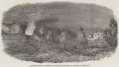 Fryder seg over Henllys, Beaumaris, for å feire flertallet av "The Heir of Baron Hill" (gravering) av English School