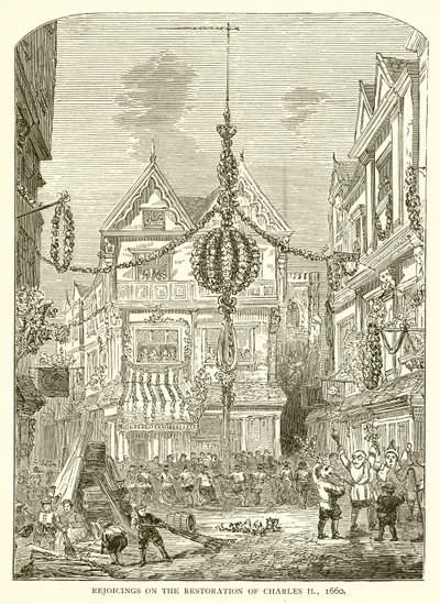 Glede over restaureringen av Charles II, 1660 av English School