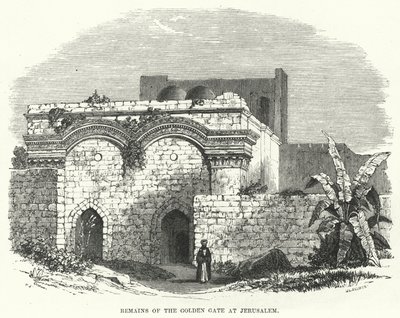 Rester av Golden Gate i Jerusalem (gravering) av English School