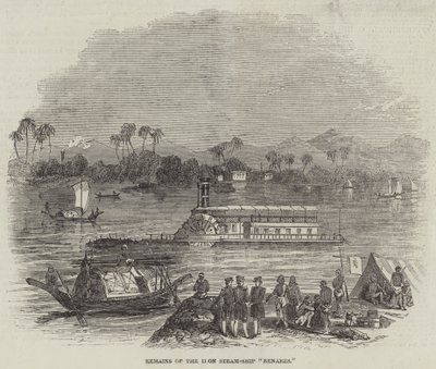 Rester av Iron Steam-Ship "Benares" (gravering) av English School