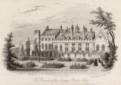 Rester av klosteret ved Battle Abbey av English School